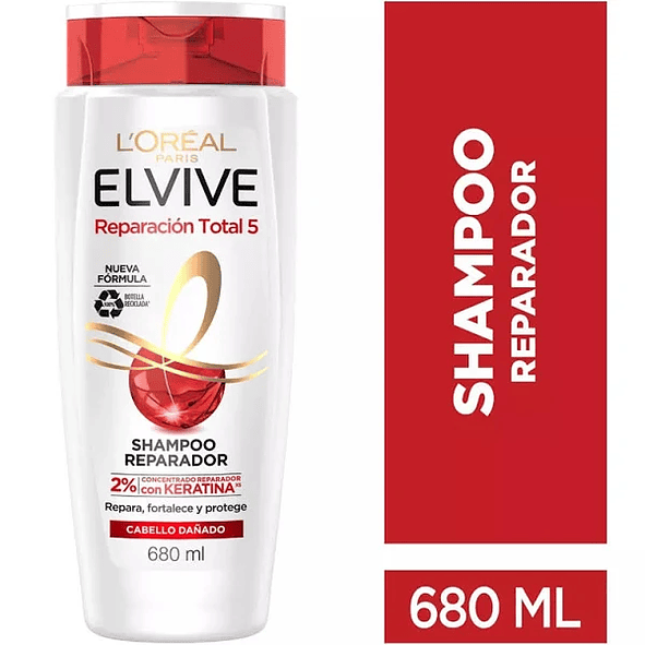 Elvive Reparación Total 5 Shampoo Reparador con Keratina - 680ml 1