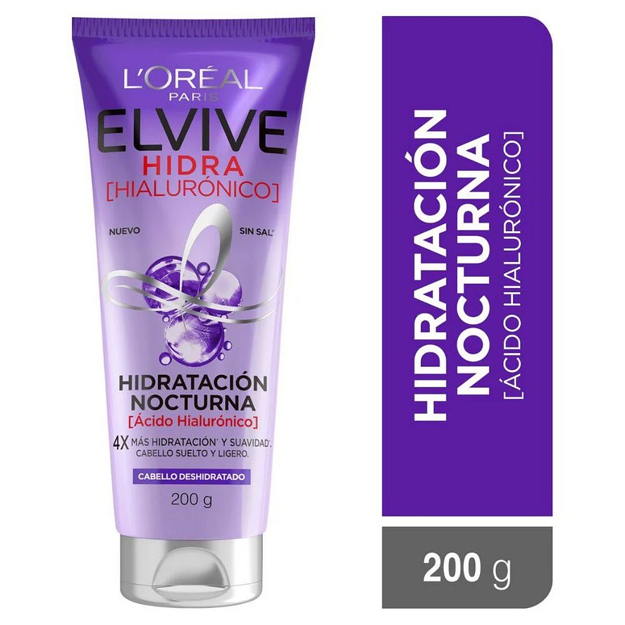 Elvive Hidra Hialurónico Hidratación Nocturna Tratamiento Intenso 4x Más Hidratación 200g 1