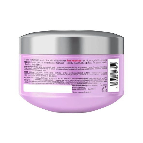 Elvive Mascarilla de Hidratación Hidra Hialurónico Tratamiento Intenso para Cabello Seco y Deshidratado 300g 3
