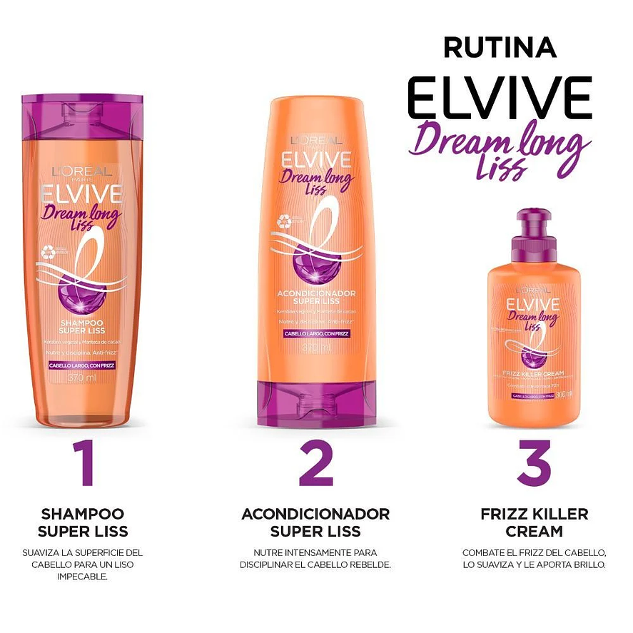 Elvive Dream Long Liss Shampoo - Para un Cabello Liso, Suave y Sin Frizz - Botella de 370ml 4