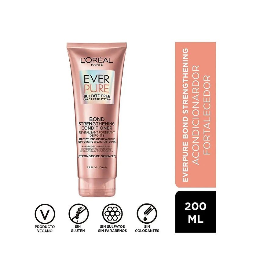 L'Oréal Ever Pure Bond Strengthening Acondicionador - Reparación Intensa para Cabello Dañado - Botella de 200ml 1