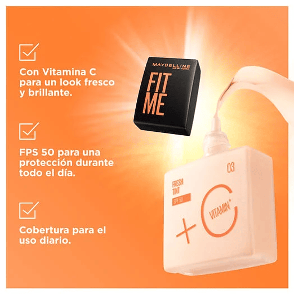 Maybelline Fit Me Fresh Tint - Base Ligera de Larga Duración con Toque Fresco 03 - 30ml 2