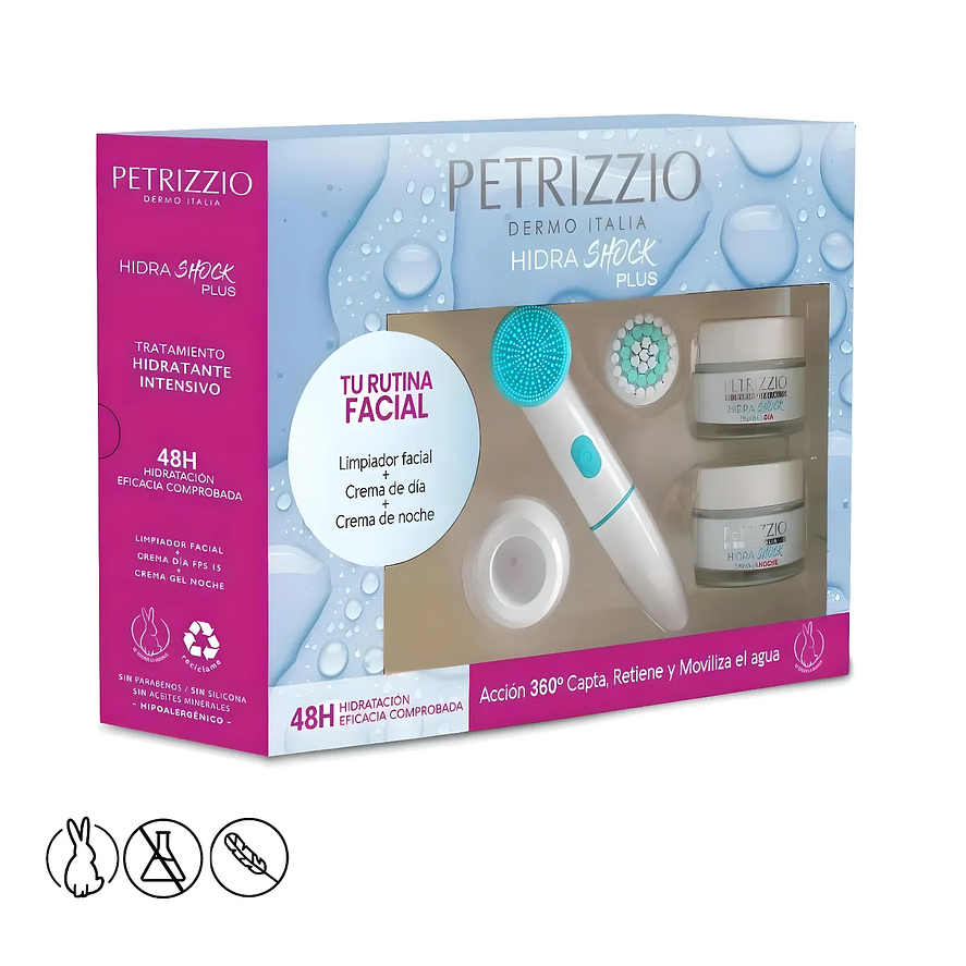 Set Petrizzio Hidra Shock Plus Crema Hidratante de Día y Noche con Máquina de Skincare Eléctrica 2