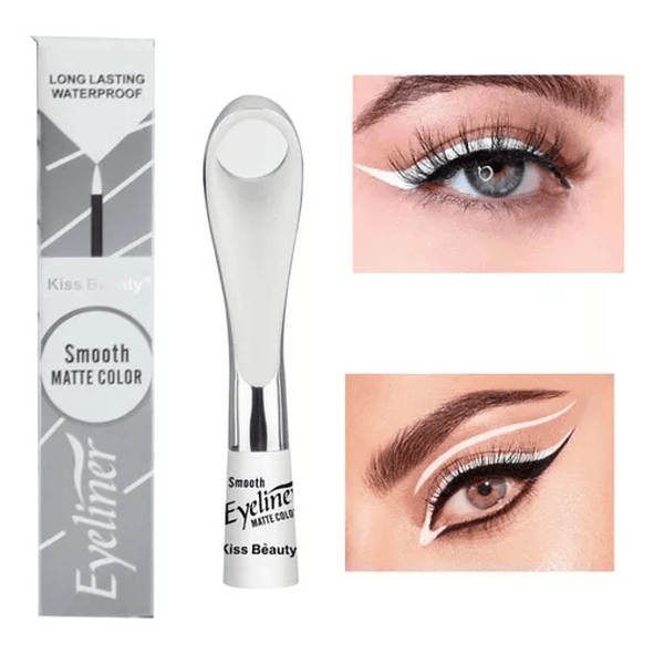 Kiss Beauty Delineador de Ojos Eyeliner Matte Blanco Resistente al Agua y Larga Duración 1