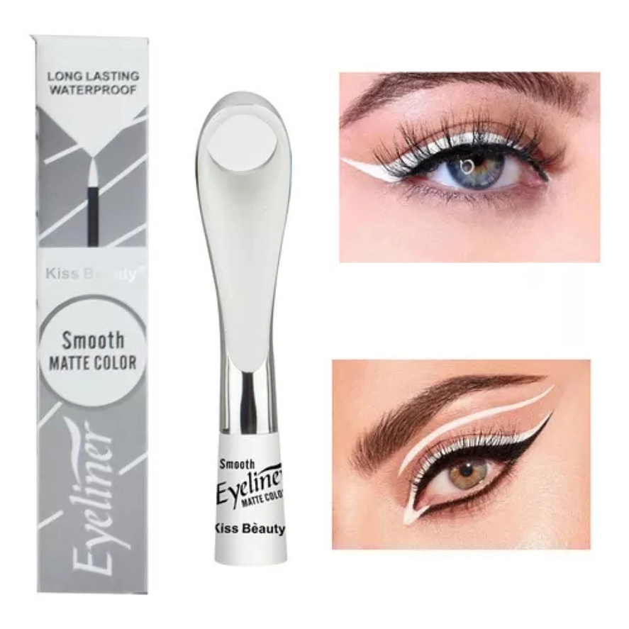 Kiss Beauty Delineador de Ojos Eyeliner Matte Blanco Resistente al Agua y Larga Duración 1