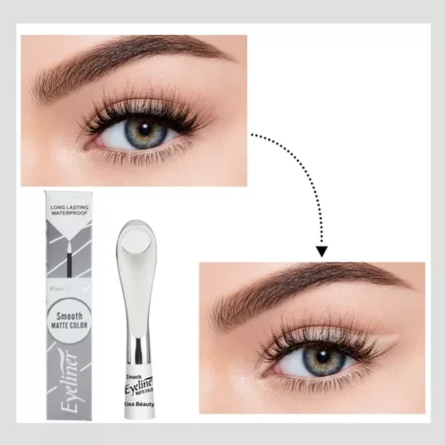 Kiss Beauty Delineador de Ojos Eyeliner Matte Blanco Resistente al Agua y Larga Duración 4