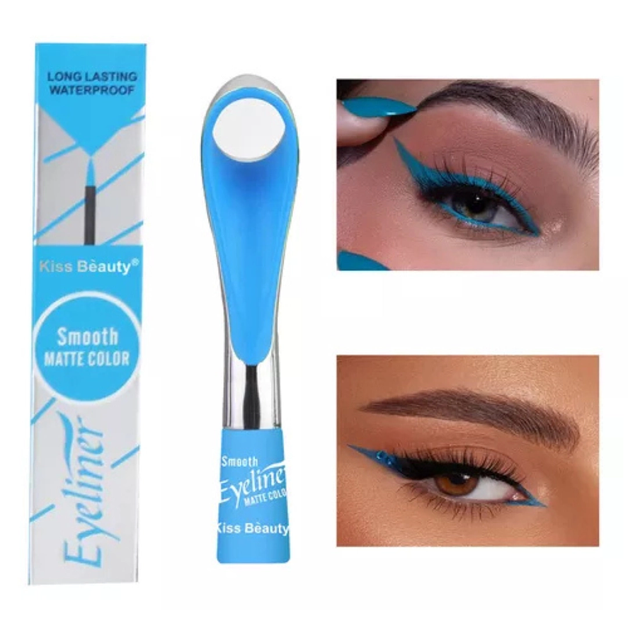 Kiss Beauty Delineador de Ojos Eyeliner Matte Celeste Resistente al Agua y Larga Duración 1