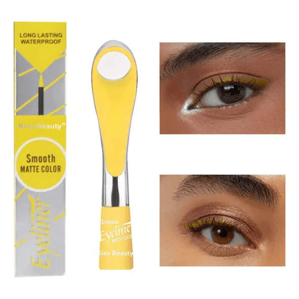 Kiss Beauty Delineador de Ojos Eyeliner Matte Amarillo Resistente al Agua y Larga Duración 1