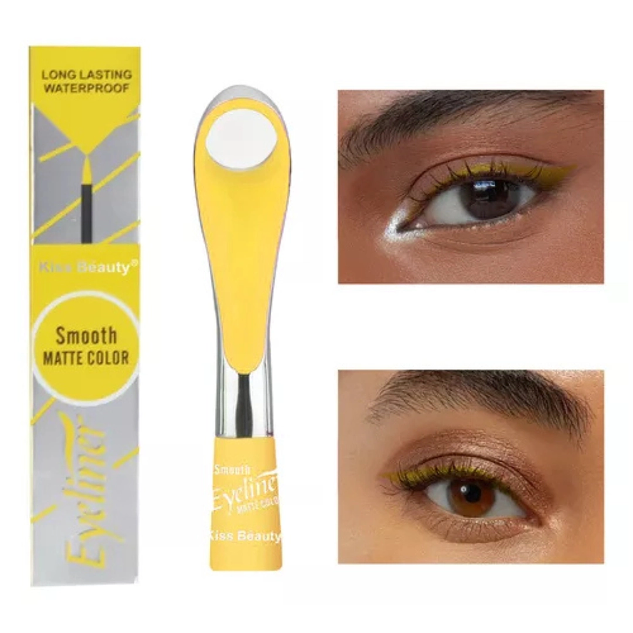 Kiss Beauty Delineador de Ojos Eyeliner Matte Amarillo Resistente al Agua y Larga Duración 1