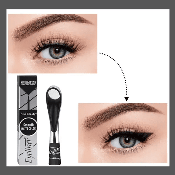 Kiss Beauty Delineador de Ojos Eyeliner Matte Negro Resistente al Agua y Larga Duración 4