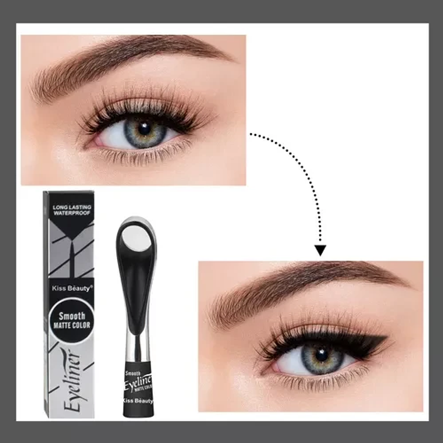 Kiss Beauty Delineador de Ojos Eyeliner Matte Negro Resistente al Agua y Larga Duración 4