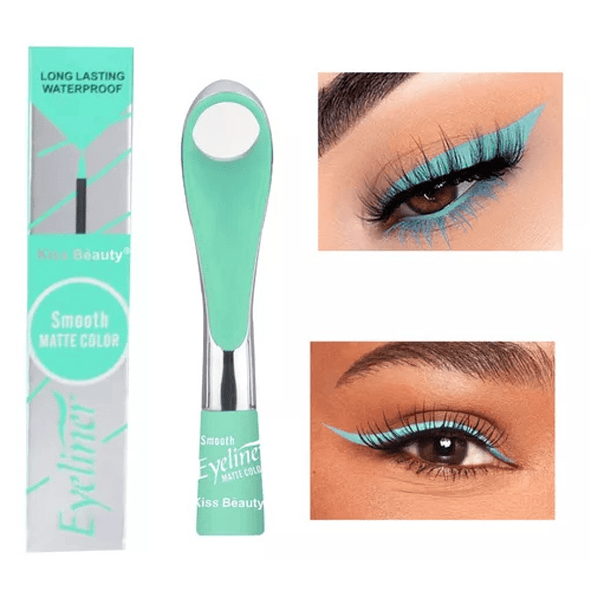 Kiss Beauty Delineador de Ojos Eyeliner Matte Turquesa Resistente al Agua y Larga Duración 1