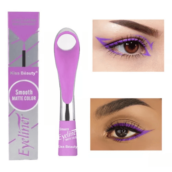 Kiss Beauty Delineador de Ojos Eyeliner Matte Morado Resistente al Agua y Larga Duración 1