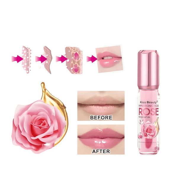 Kiss Beauty Brillo Labial Mágico con Ácido Hialurónico Rosas 2