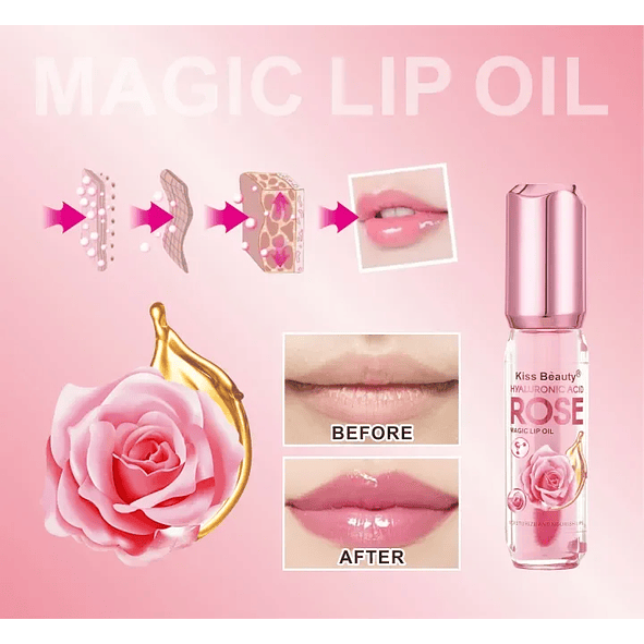 Kiss Beauty Brillo Labial Mágico con Ácido Hialurónico Rosas 3