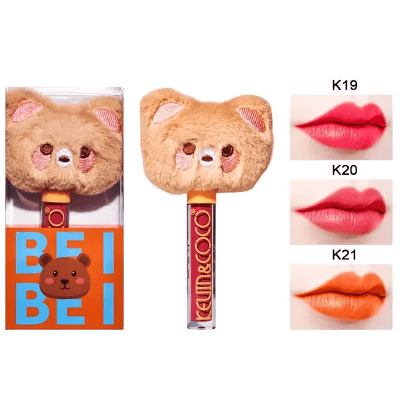 Labial de Peluche Kawaii Kevin y Cocos - Suavidad y Diversión en Cada Aplicación 1