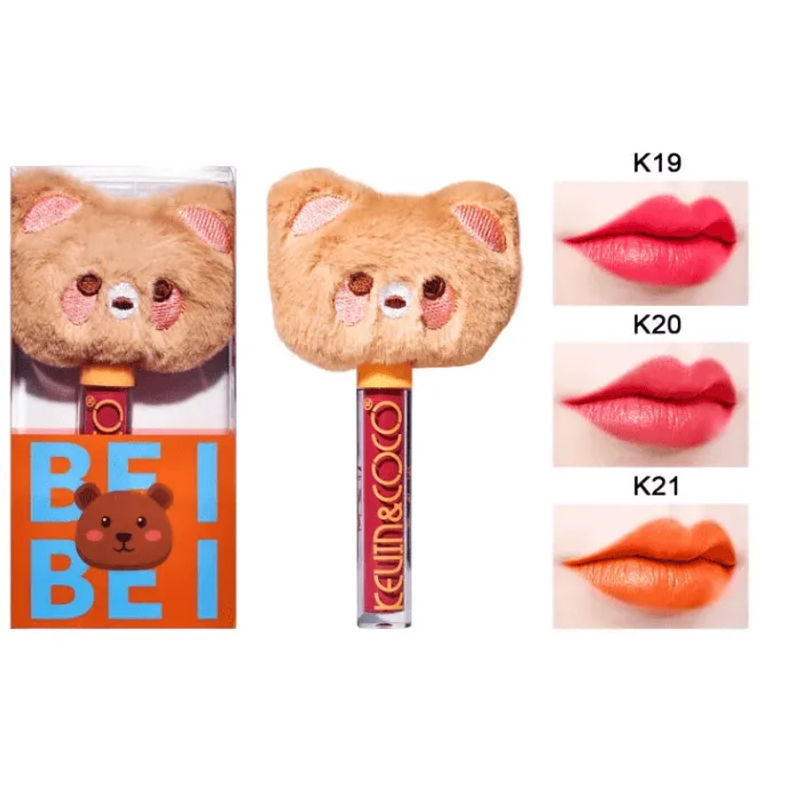 Labial de Peluche Kawaii Kevin y Cocos - Suavidad y Diversión en Cada Aplicación 1