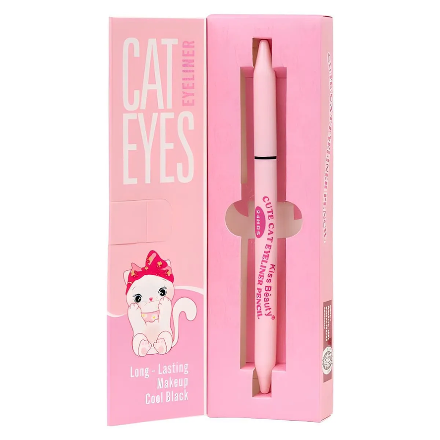 Delineador de Ojos Kawaii Kiss Beauty Negro Precisión y Estilo con Diseño Adorable 2