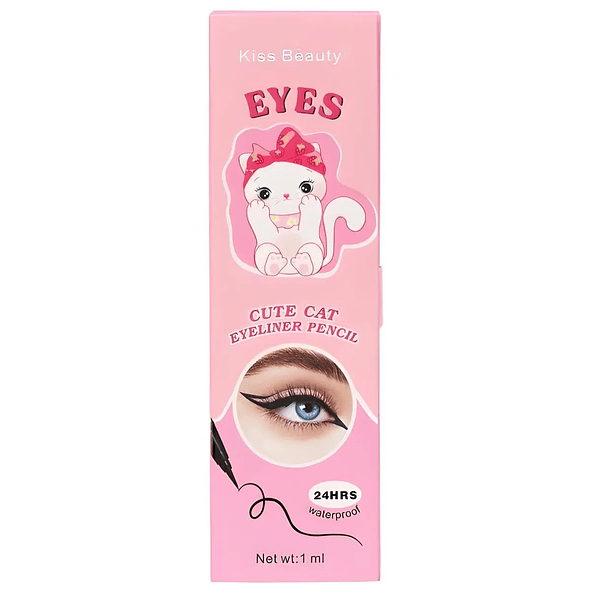 Delineador de Ojos Kawaii Kiss Beauty Negro Precisión y Estilo con Diseño Adorable 3