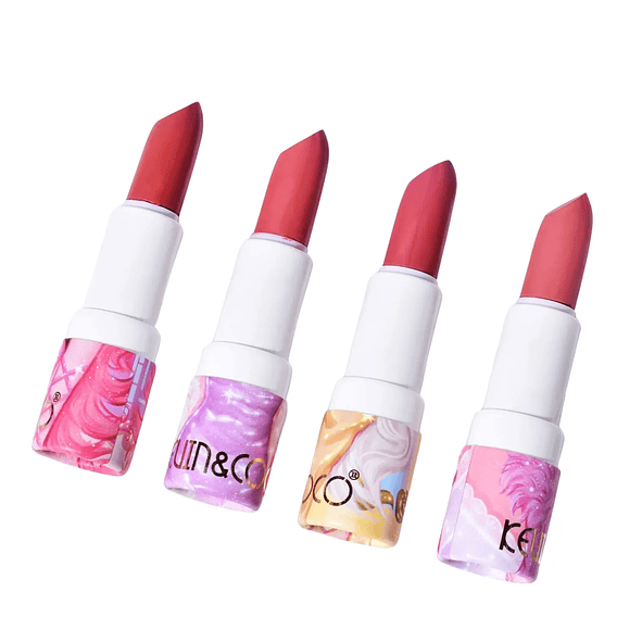 Set de 4 Labiales Kevin y Cocos Variedad de Colores y Cuidado Intenso 1