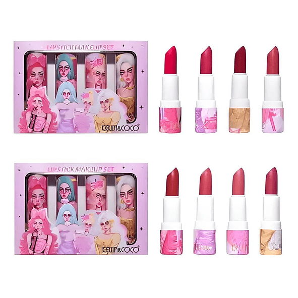 Set de 4 Labiales Kevin y Cocos Variedad de Colores y Cuidado Intenso 3