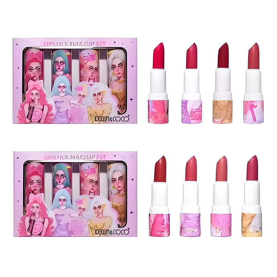 Set de 4 Labiales Kevin y Cocos Variedad de Colores y Cuidado Intenso 3