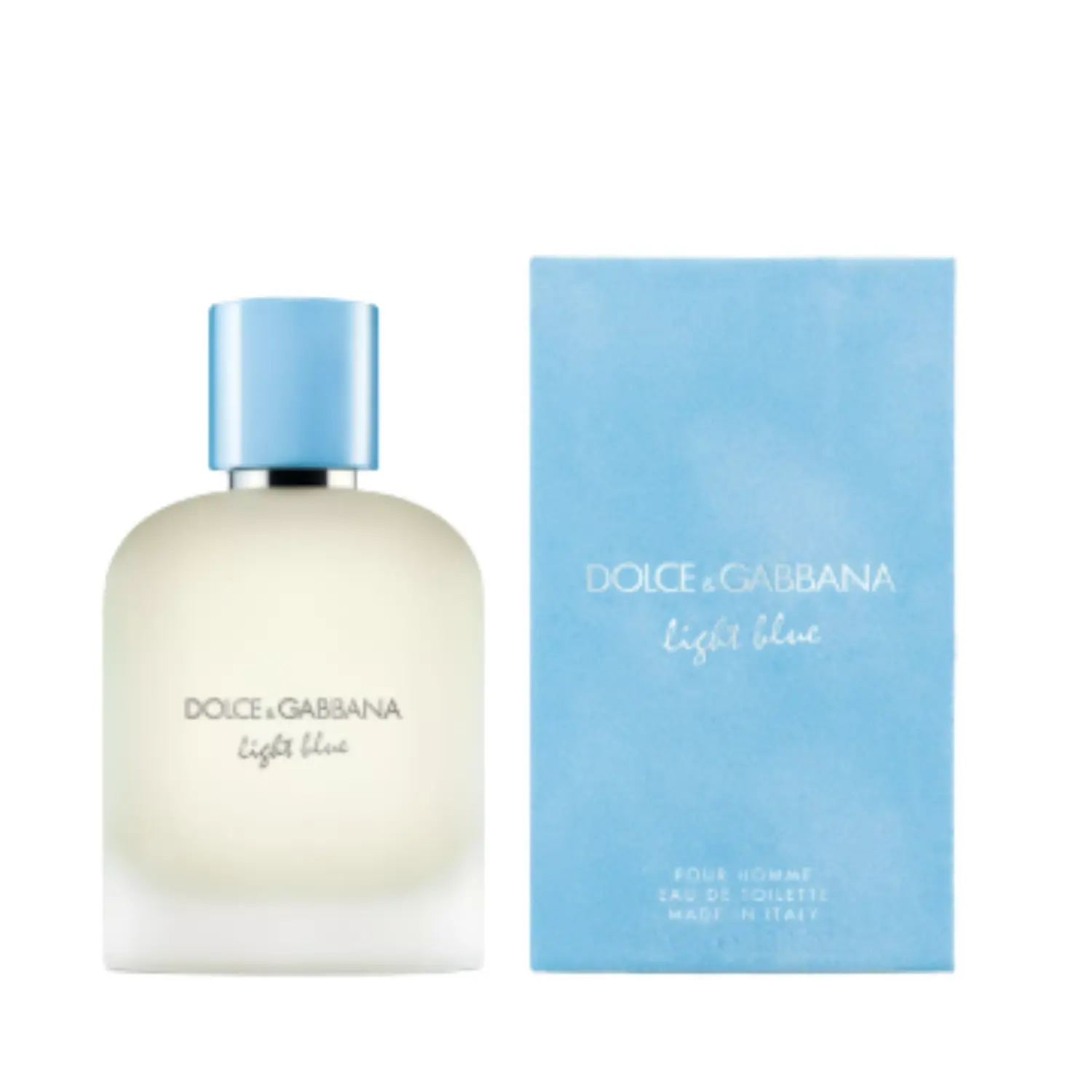 Perfume Dolce & Gabbana Light Blue Pour Homme 100ml hombre junto a su caja celeste