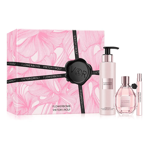 Viktor & Rolf Set Perfume FlowerBomb EDP 100ml + 1 mini 10ml + Body Lotion 200ml Mujer 1
