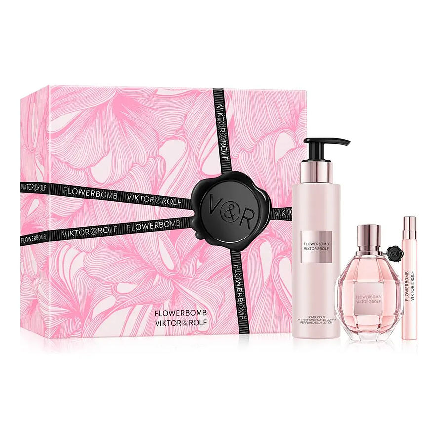 Viktor & Rolf Set Perfume FlowerBomb EDP 100ml + 1 mini 10ml + Body Lotion 200ml Mujer 1