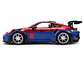 Porsche 911 GT3 RS (992) Red and Blue with Graphics and Spider-Man Diecast Figure "Marvel Spider-Man" "Hollywood Rides" Series 1/24 Diecast Model Car by Jada - Miniatura 1