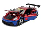 Porsche 911 GT3 RS (992) Red and Blue with Graphics and Spider-Man Diecast Figure "Marvel Spider-Man" "Hollywood Rides" Series 1/24 Diecast Model Car by Jada - Miniatura 2