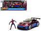 Porsche 911 GT3 RS (992) Red and Blue with Graphics and Spider-Man Diecast Figure "Marvel Spider-Man" "Hollywood Rides" Series 1/24 Diecast Model Car by Jada - Miniatura 3