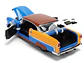 uto a Escala de Metal Chevrolet Bel Air 1955 Azul con Diseños y Figura de Woody - Serie 