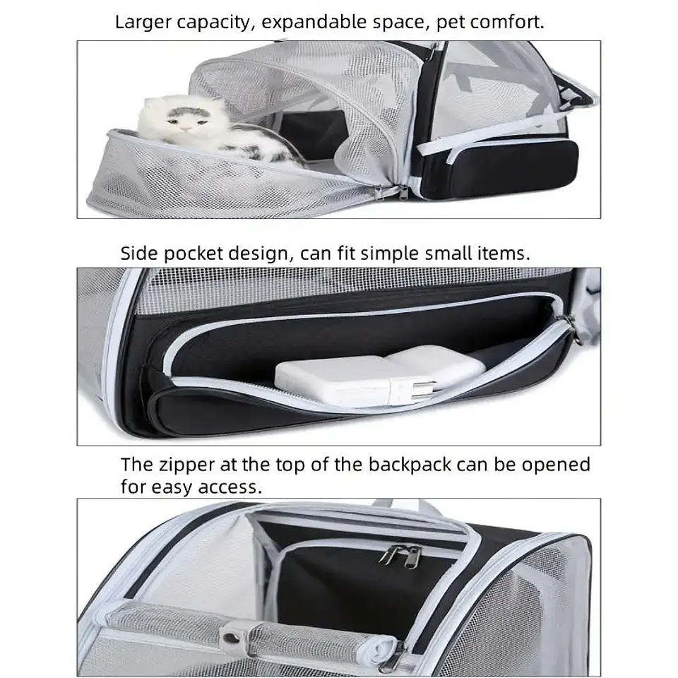 Expandable Cat Backpack Carrier with 3-Sided Mesh 2