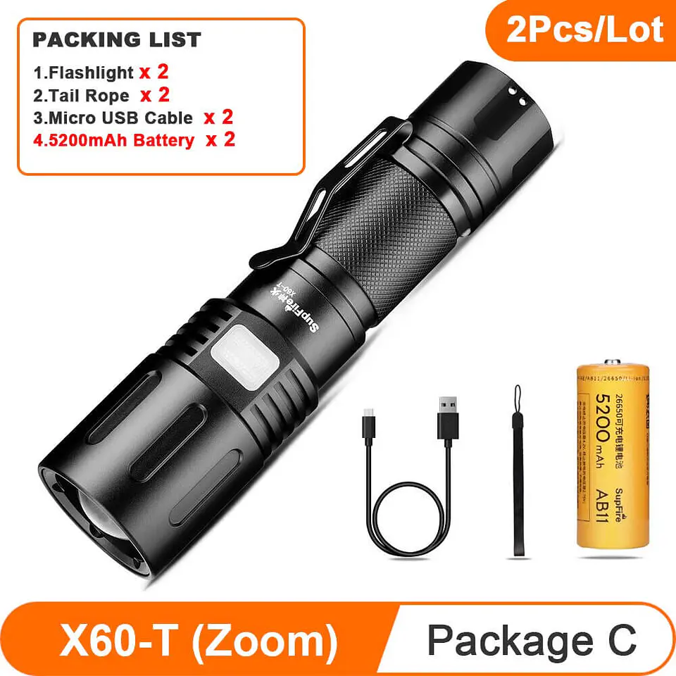 Superfire X60-T MINI Zoomable Tactical Flashlight 1