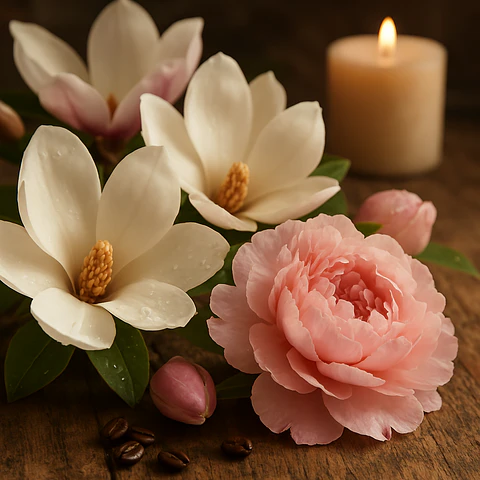 Flores de Magnolia y Peonía