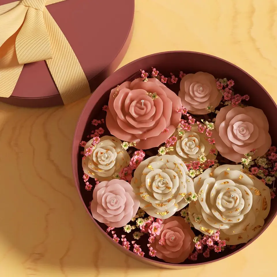 Molde Vela Rosa en Flor 5