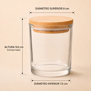 Recipiente De Vidrio con Tapa de Madera 300 ml