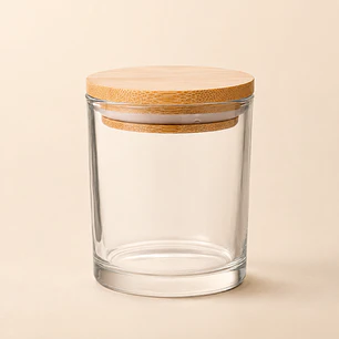 Recipiente De Vidrio con Tapa de Madera 300 ml