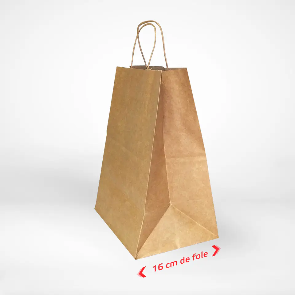 Saco Asa Papel KRAFT 27x16x31 250 Unid 1