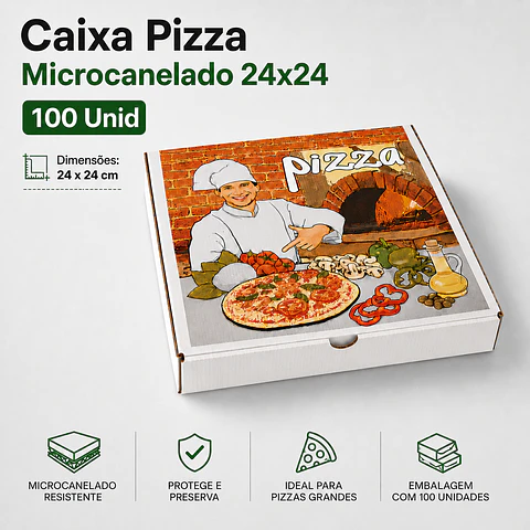 Caixa Pizza Microcanelado 24x24 100 Unid