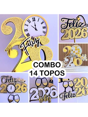 Arquivo Topo de Bolo Ano Novo Combo 14 Modelos