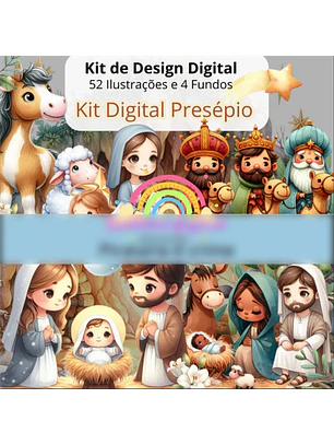 Kit Digital Natal Cristão Presépio 