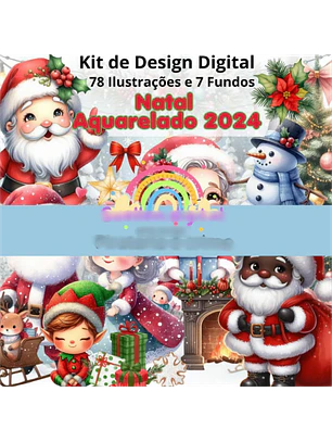  Kit Digital Natal Aquarelado