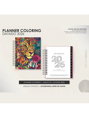 Arquivo Miolo Planner Coloring 2026 Datado - Português