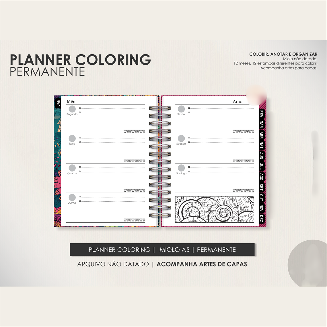 Arquivo Miolo Planner Coloring Permanente - Português 6