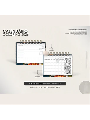 Arquivo Calendário Coloring 2026