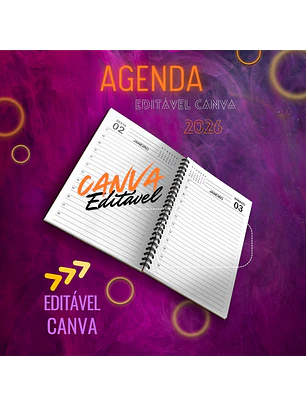 Agenda 2026 – Editável no Canva