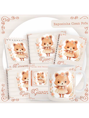 Arquivo Kit Encadernação Baby Completo – Raposinha Clean Fofa