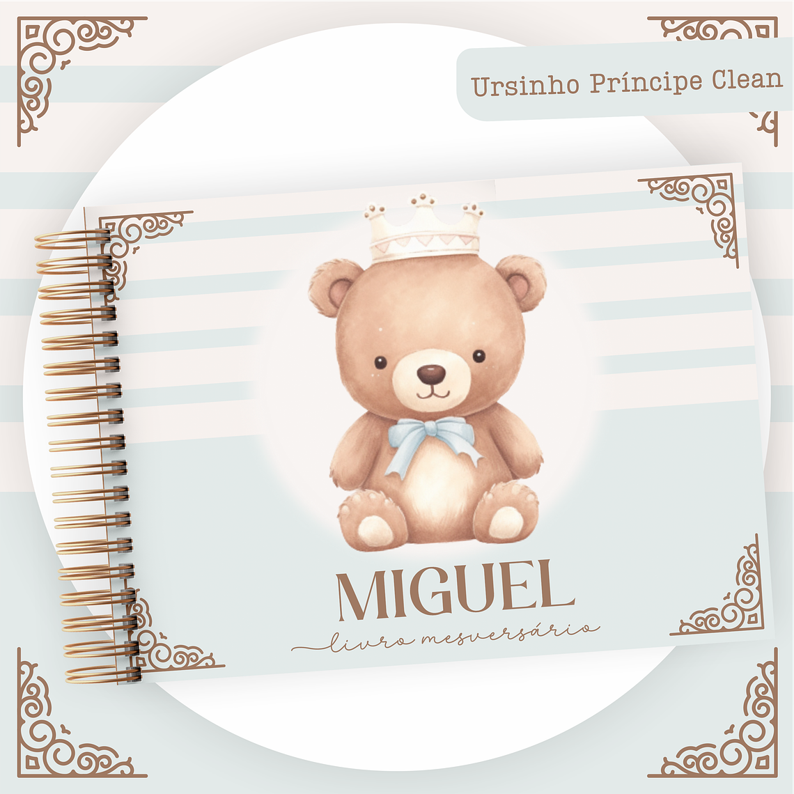 Arquivo Kit Encadernação Baby Completo – Ursinho Príncipe Clean 4